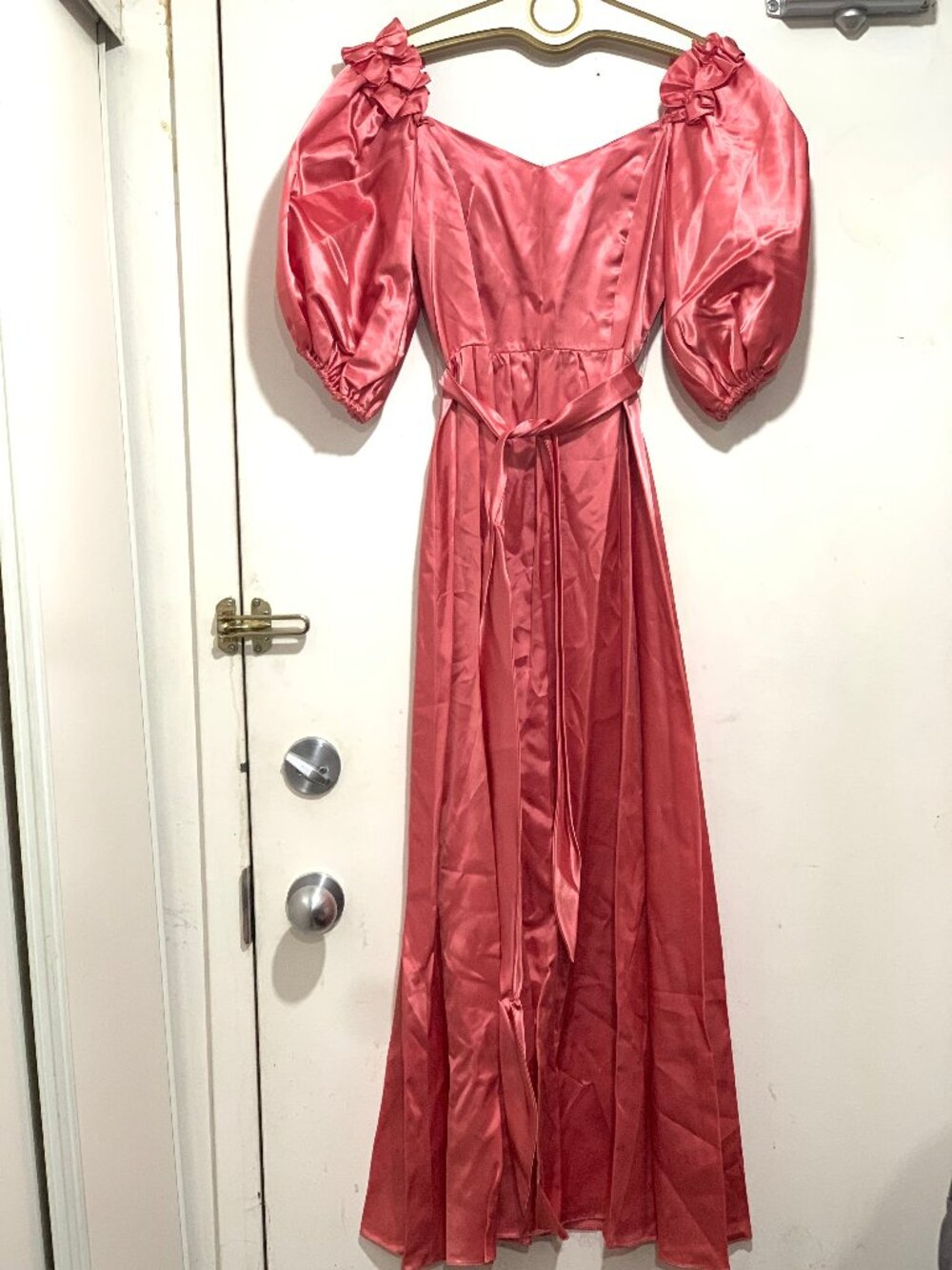 VINTAGE FORMAL BIG PUFF SLEEVE WIDE-NECK MAXI DRESSES SIZE S
